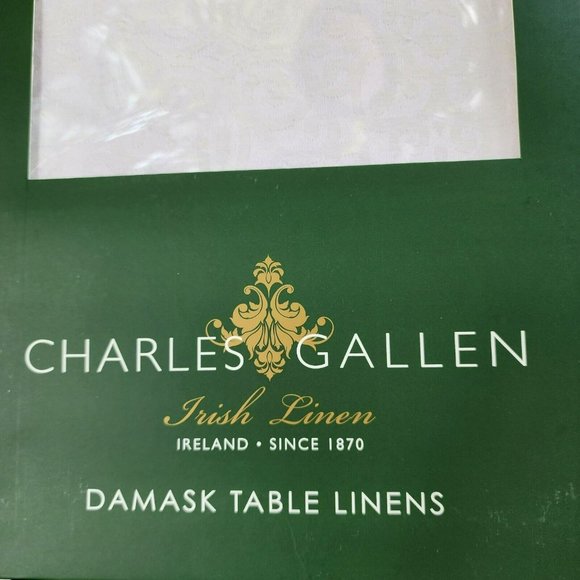 Charles Gallen White Damask Avondale‎ Tablecloth Irish Linen 60x84in - Picture 11 of 14